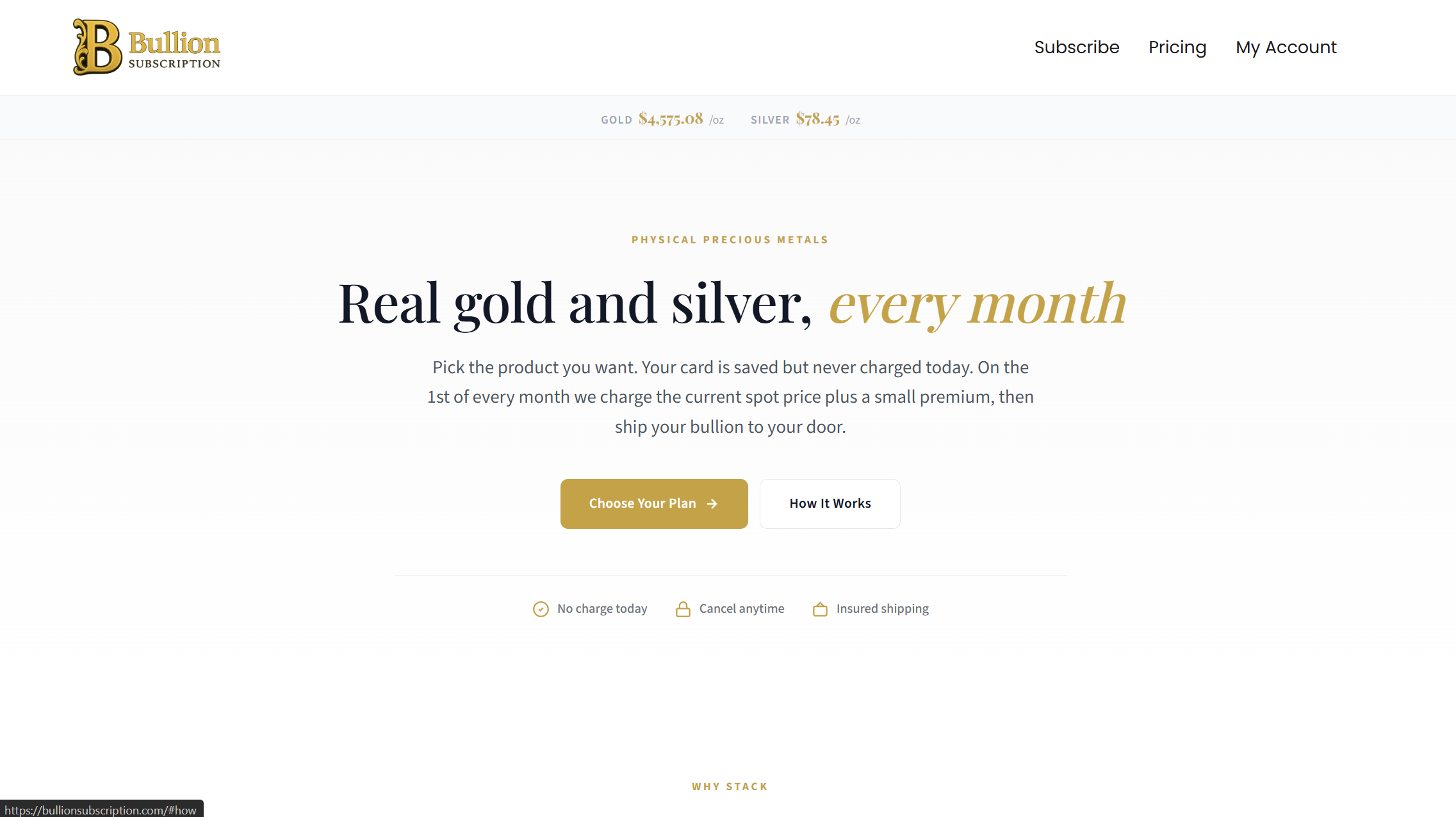 Bullion Subscription website built by Wasatch Web