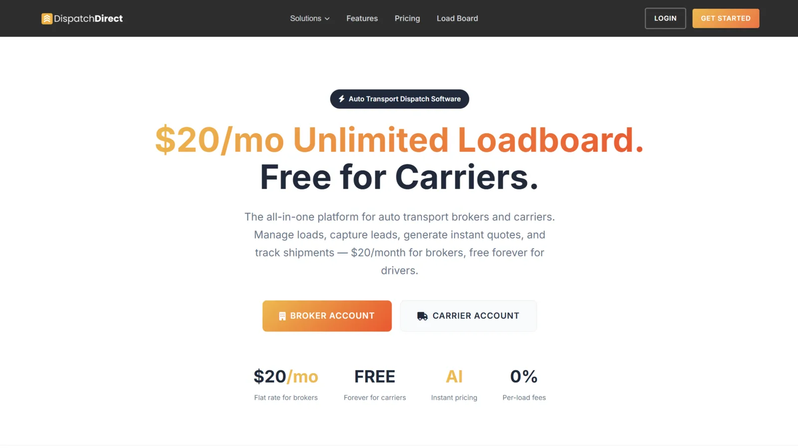 Dispatch.Direct website built by Wasatch Web
