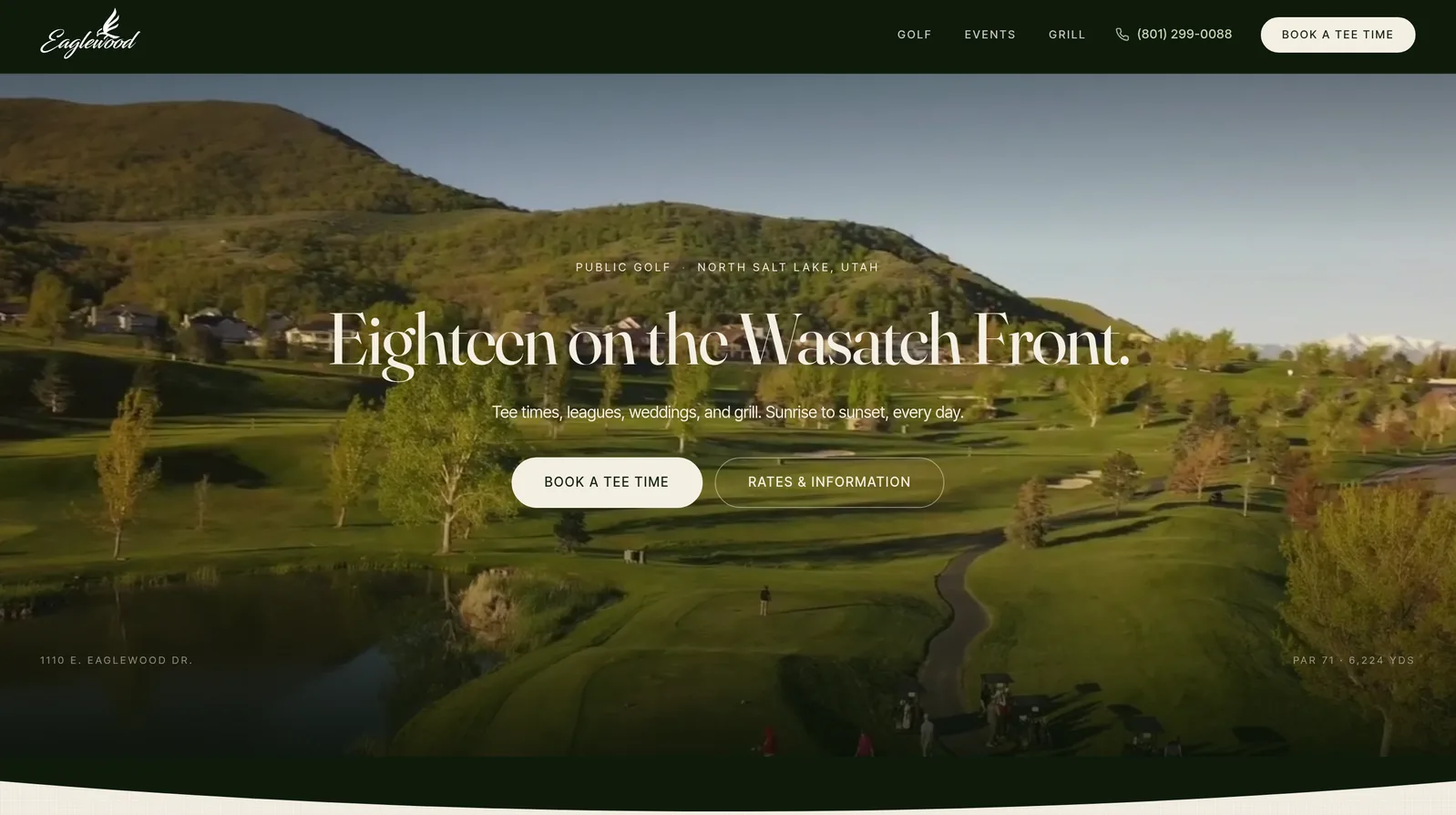 Eaglewood Golf Course website built by Wasatch Web