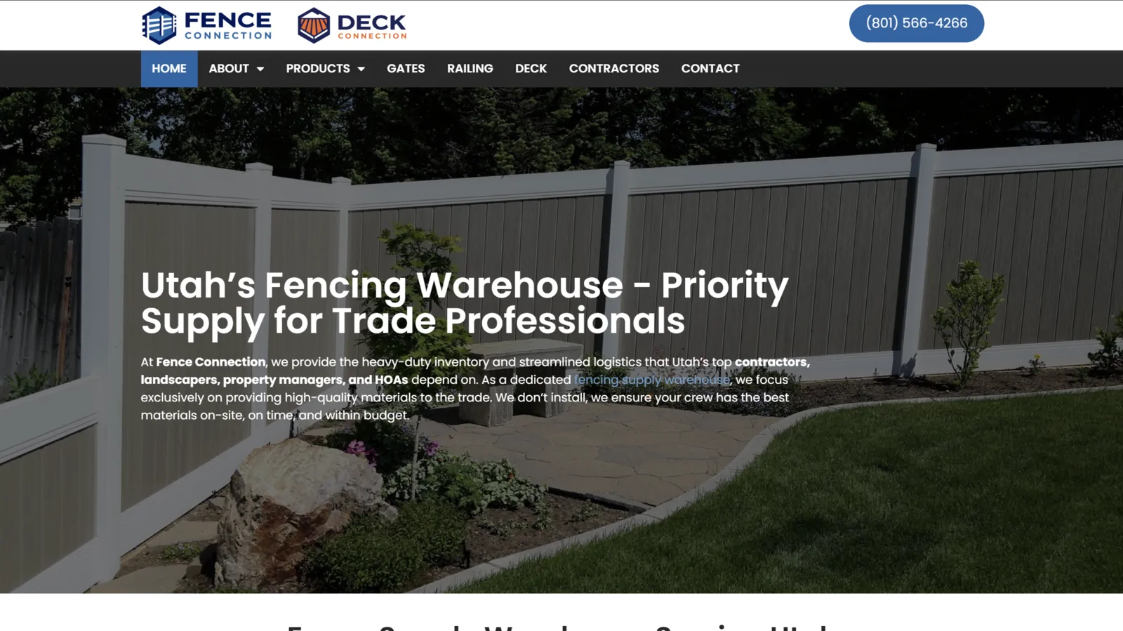 Fence Connection website built by Wasatch Web