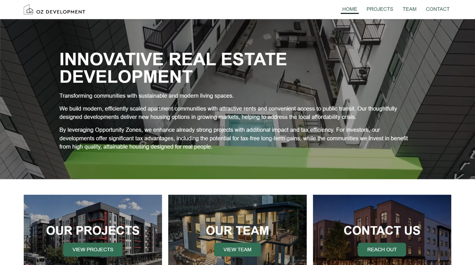OZ Development website built by Wasatch Web